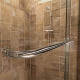 DreamLine Charisma 32 in. x 60 in. x 78.75 in. Semi-Frameless Sliding Shower Door in Brushed Nickel with Right-Drain White Base