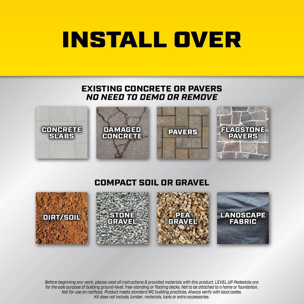 Bison Innovative Products Level.Up Adjustable Deck Pedestal Joist Support Kit (12-Pedestal Kit)