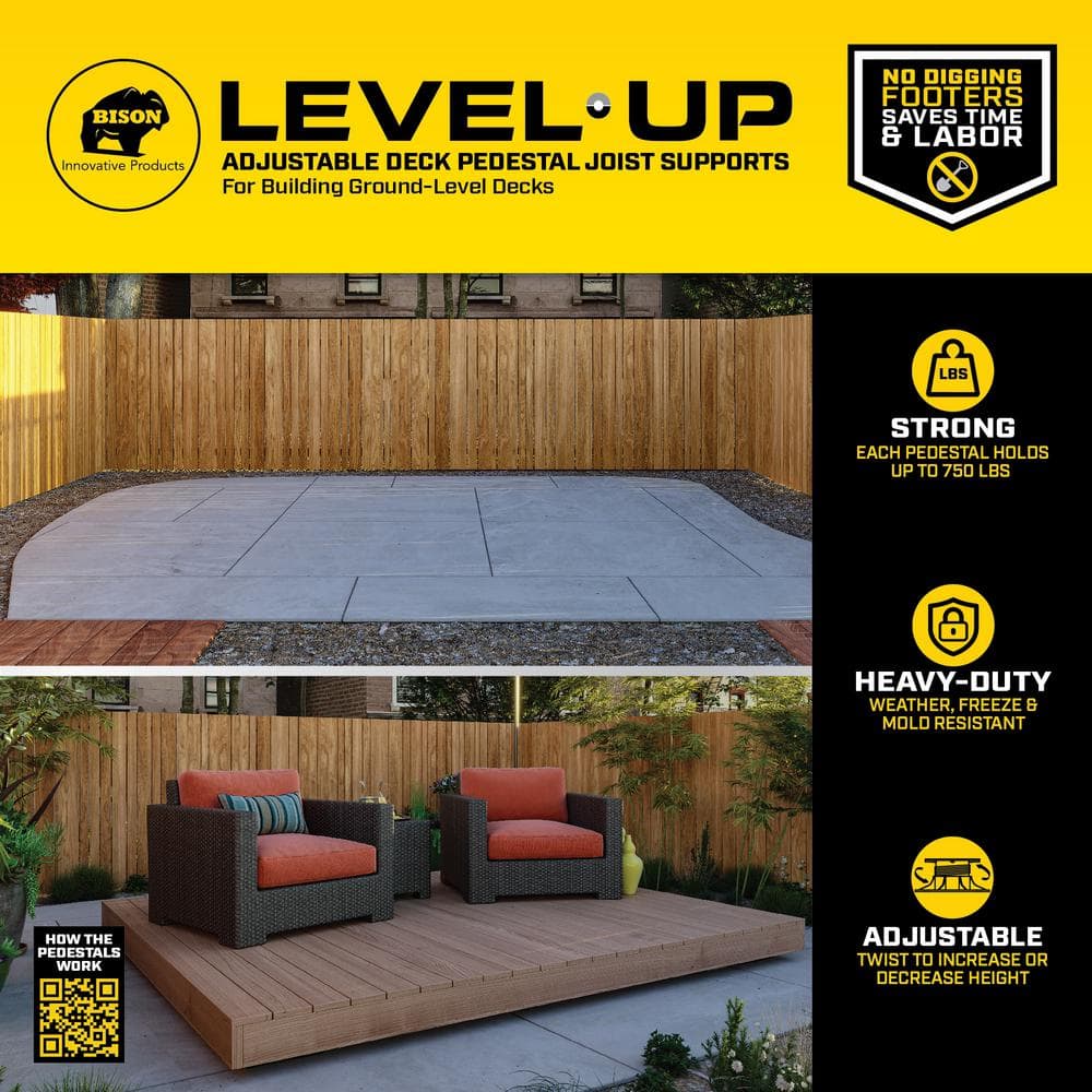 Bison Innovative Products Level.Up Pedestal System Accessory Height Coupler 4 in. (6-Pack)