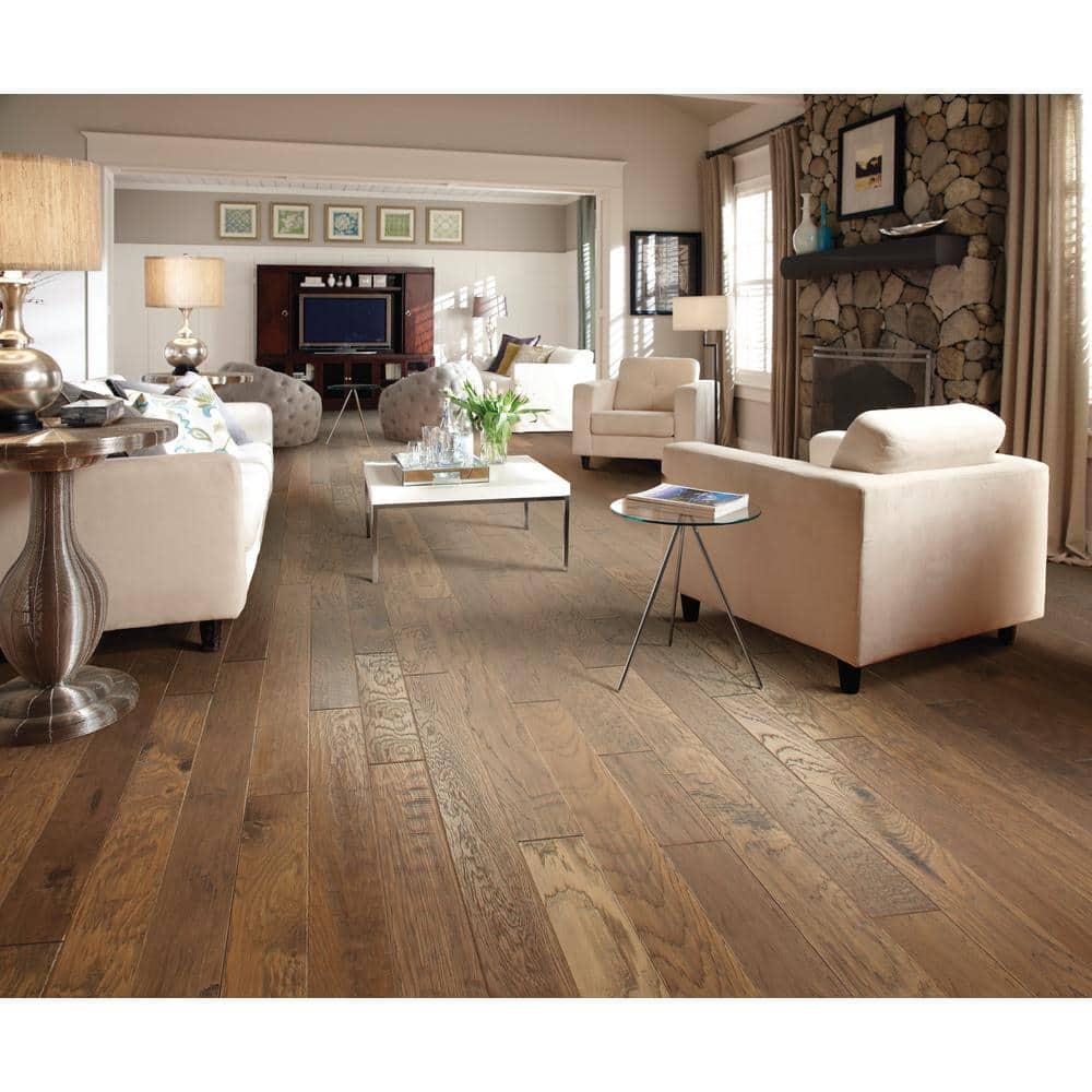 Shaw Canyon Bison Hickory 3/8 In. T X 5 in. W Tongue and Groove Scraped Engineered Hardwood Flooring (23.66 sq.ft./case)