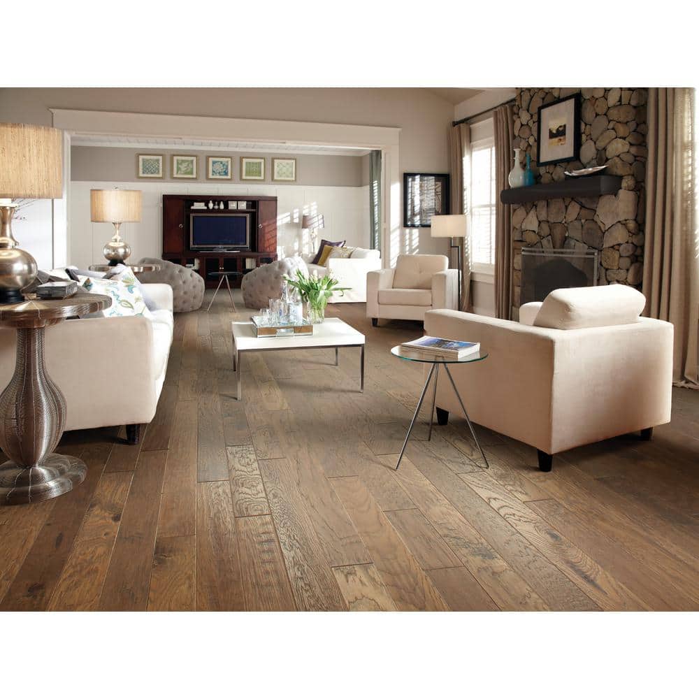 Shaw Canyon Bison Hickory 3/8 In. T X 6.3 in. W Tongue and Groove Scraped Engineered Hardwood Flooring (30.48 sq.ft./case)