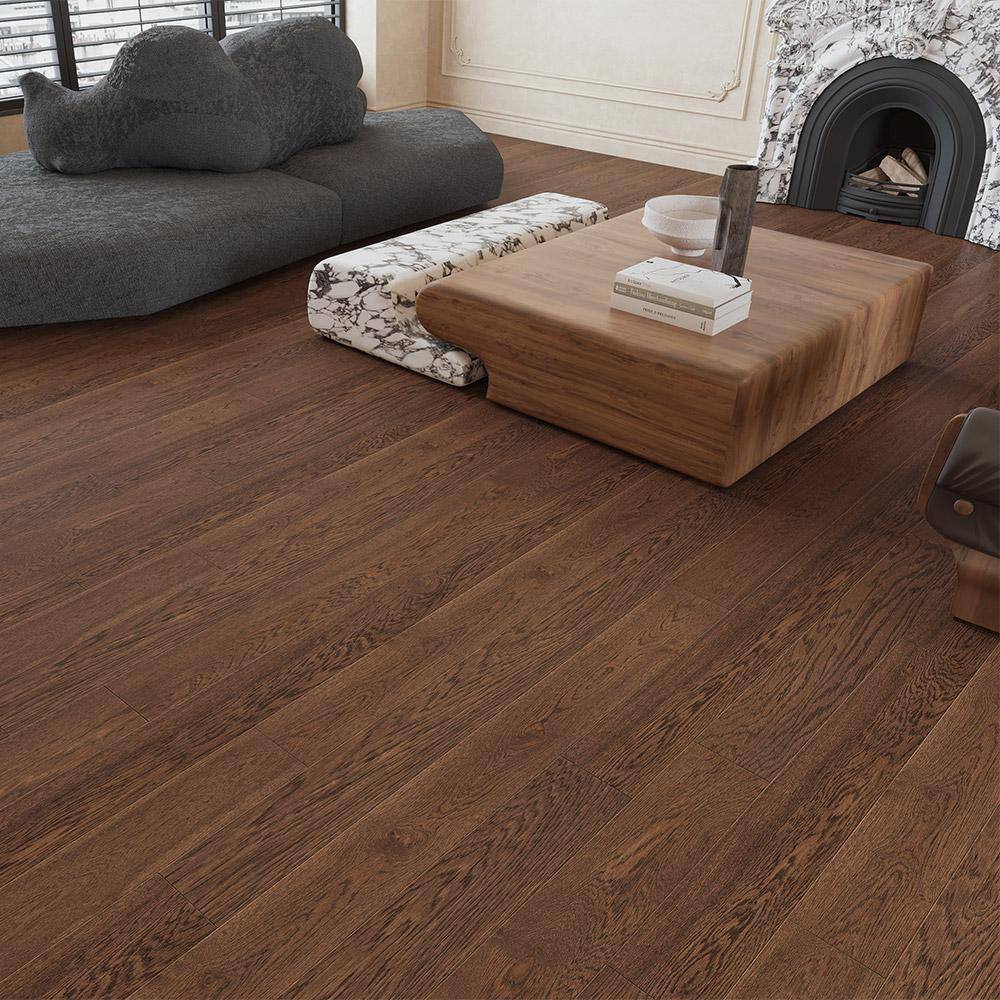 Selkirk Bixby Creek Brown Oak 3/8 in. T x 6-1/2 in. W Tongue & Groove W Brushed Engineered Hardwood Flooring (31.97 sq.ft./case)