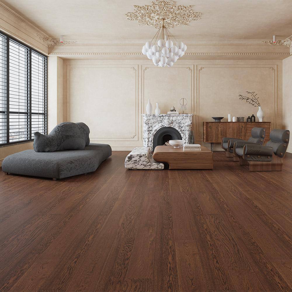 Selkirk Bixby Creek Brown Oak 3/8 in. T x 6-1/2 in. W Tongue & Groove W Brushed Engineered Hardwood Flooring (31.97 sq.ft./case)