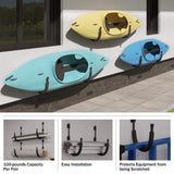 RAD Sportz 100 lbs. Capacity Kayak Wall Mount Hangers Storage Hook Rack, Black, 2-Pack