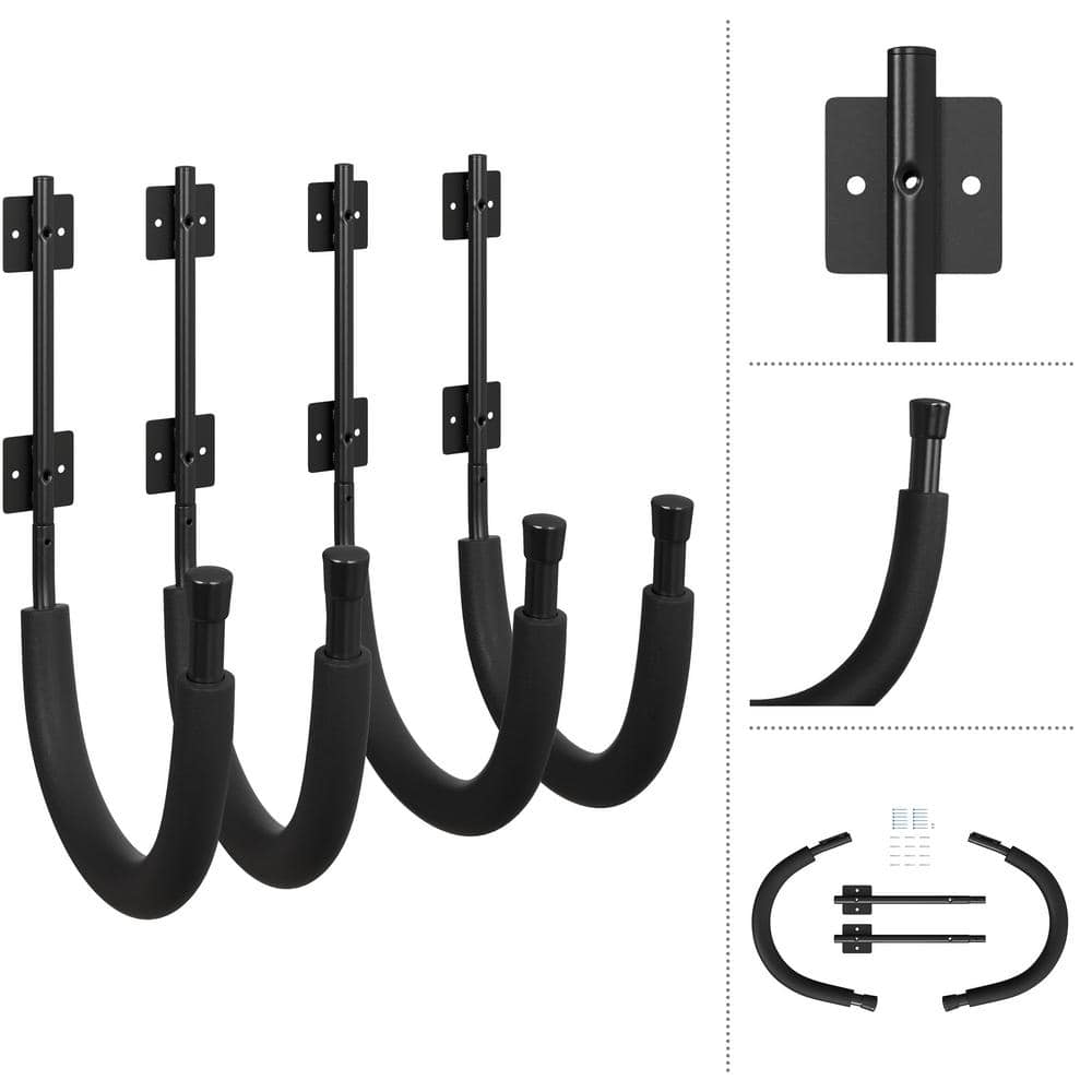 RAD Sportz 100 lbs. Capacity Kayak Wall Mount Hangers Storage Hook Rack, Black, 2-Pack
