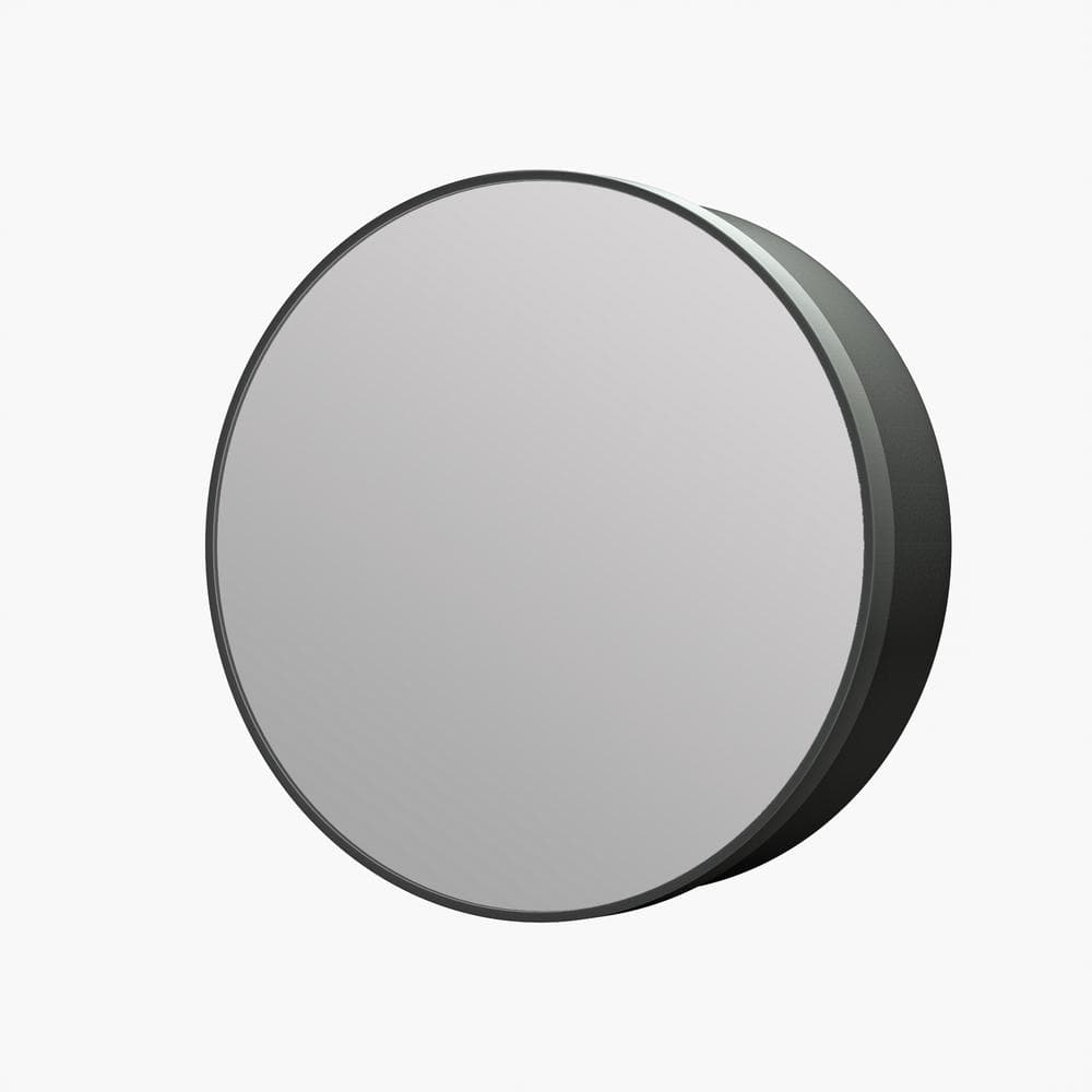 KeonJinn 26 in. W x 26 in. H Round Black Metal Framed Recessed/Surface Mount Medicine Cabinet with Mirror