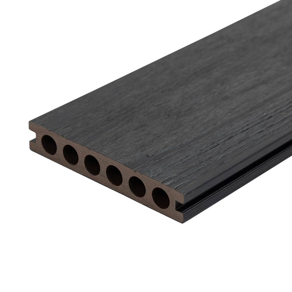 Mondaria Black Hollow Composite Decking Board 9-Pack with Realistic Wood Grain