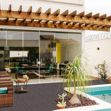 Afoxsos 12 ft. x 12 ft. Plastic Interlocking Deck Tiles Waterproof in Black (9 Per Pack)