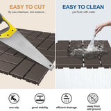 Afoxsos 12 ft. x 12 ft. Plastic Interlocking Deck Tiles Waterproof in Black (9 Per Pack)