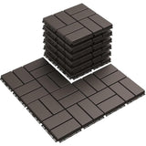 Afoxsos 12 ft. x 12 ft. Plastic Interlocking Deck Tiles Waterproof in Black (9 Per Pack)