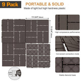 Afoxsos 12 ft. x 12 ft. Plastic Interlocking Deck Tiles Waterproof in Black (9 Per Pack)