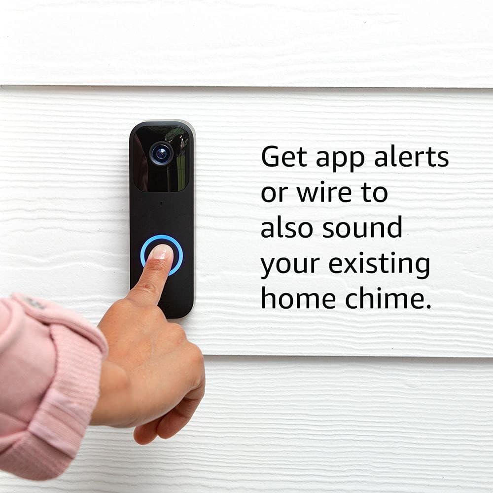 Ahfiwaso Wired/Wireless Hardwired Doorbell Camera with 2-Way Audio, HD Video, Motion, Chime App Alerts and Alexa Enabled in Black
