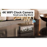 Ahfiwaso Indoor 4K Hidden WiFi Small Clock Nanny Camera Indoor Home Office WiFi Security Camera with Night Vision, Black Finish