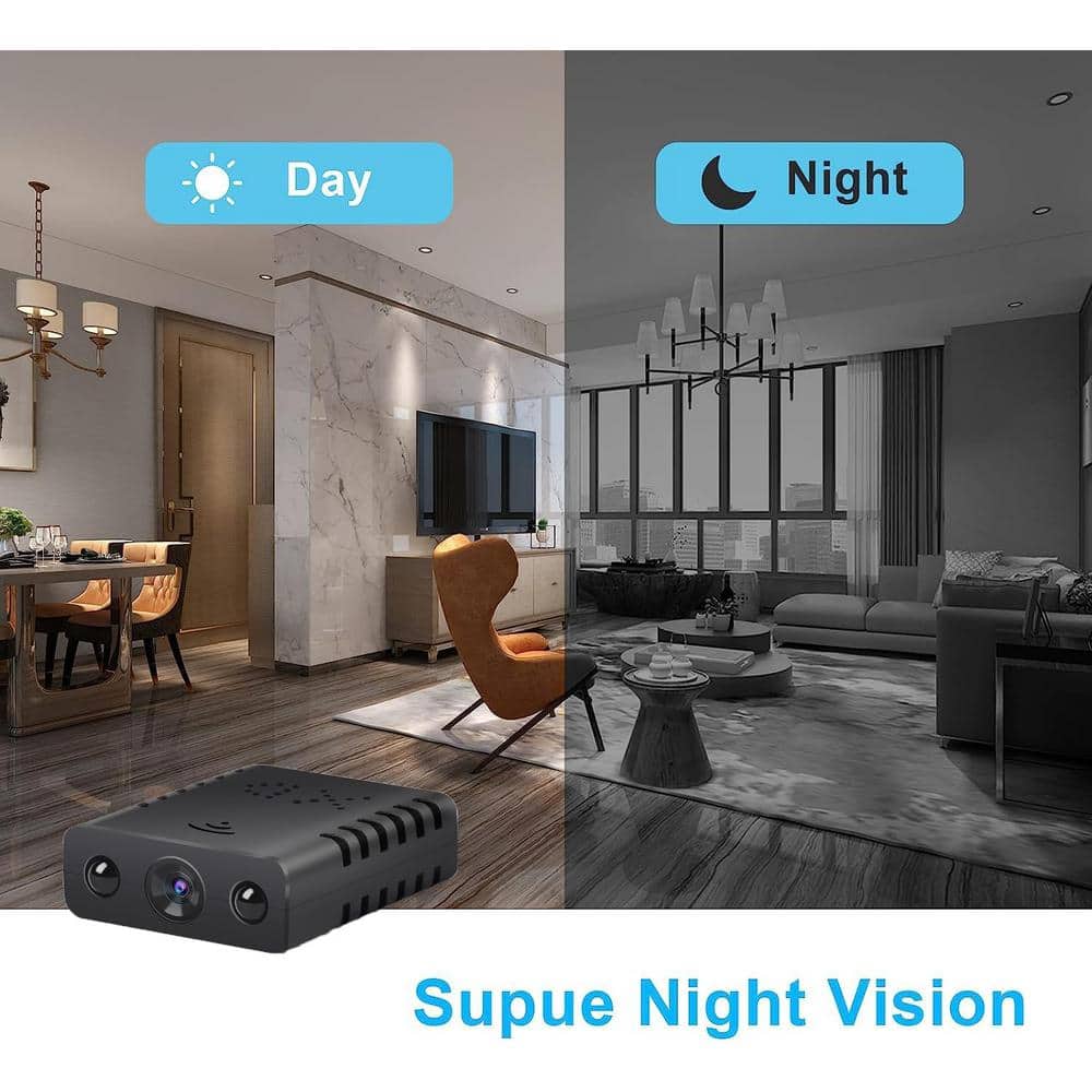Ahfiwaso Indoor Hidden Camera Car Mini Wireless WiFi Plug-in Camera Security Camera HD 1080P Remote Viewing Night Vision, Black