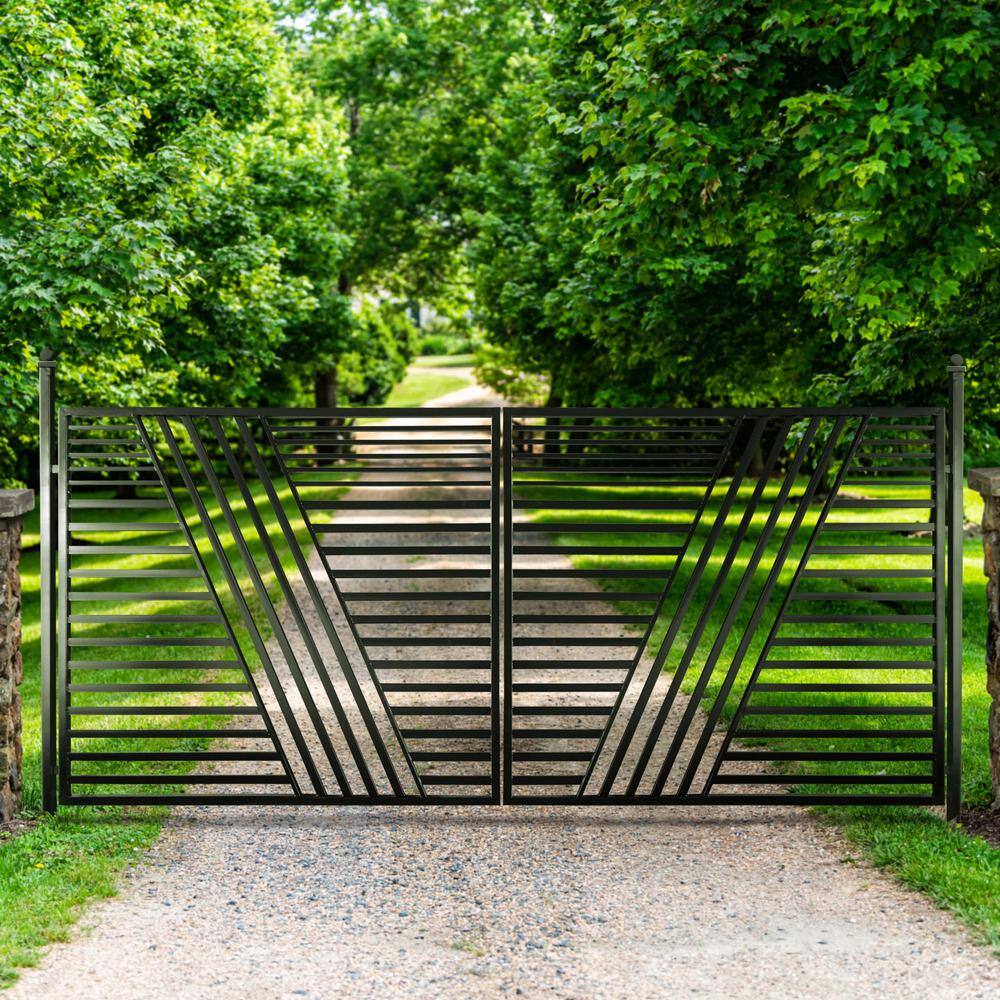 ALEKO 14 ft. x 6 ft. Automated Steel Sofia Dual Swing Black Steel Driveway Gate and Gate Opener Kit ETL Listed Fence Gate