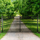 ALEKO 14 ft. x 6 ft. Automated Steel Sofia Dual Swing Black Steel Driveway Gate and Gate Opener Kit ETL Listed Fence Gate