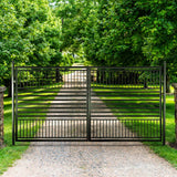 ALEKO 12 ft. x 6 ft. Barcelona Black Metal Steel Dual Swinging Driveway Fence Gate