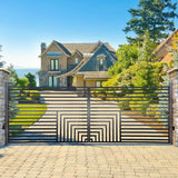 ALEKO 12 ft. x 6 ft. Florence Black Metal Steel Dual Swinging Driveway Fence Gate
