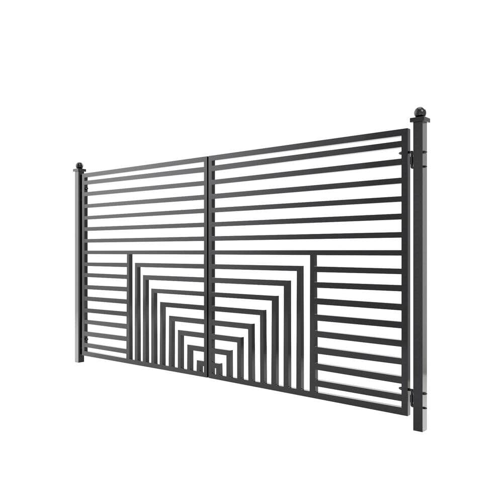 ALEKO 12 ft. x 6 ft. Florence Black Metal Steel Dual Swinging Driveway Fence Gate
