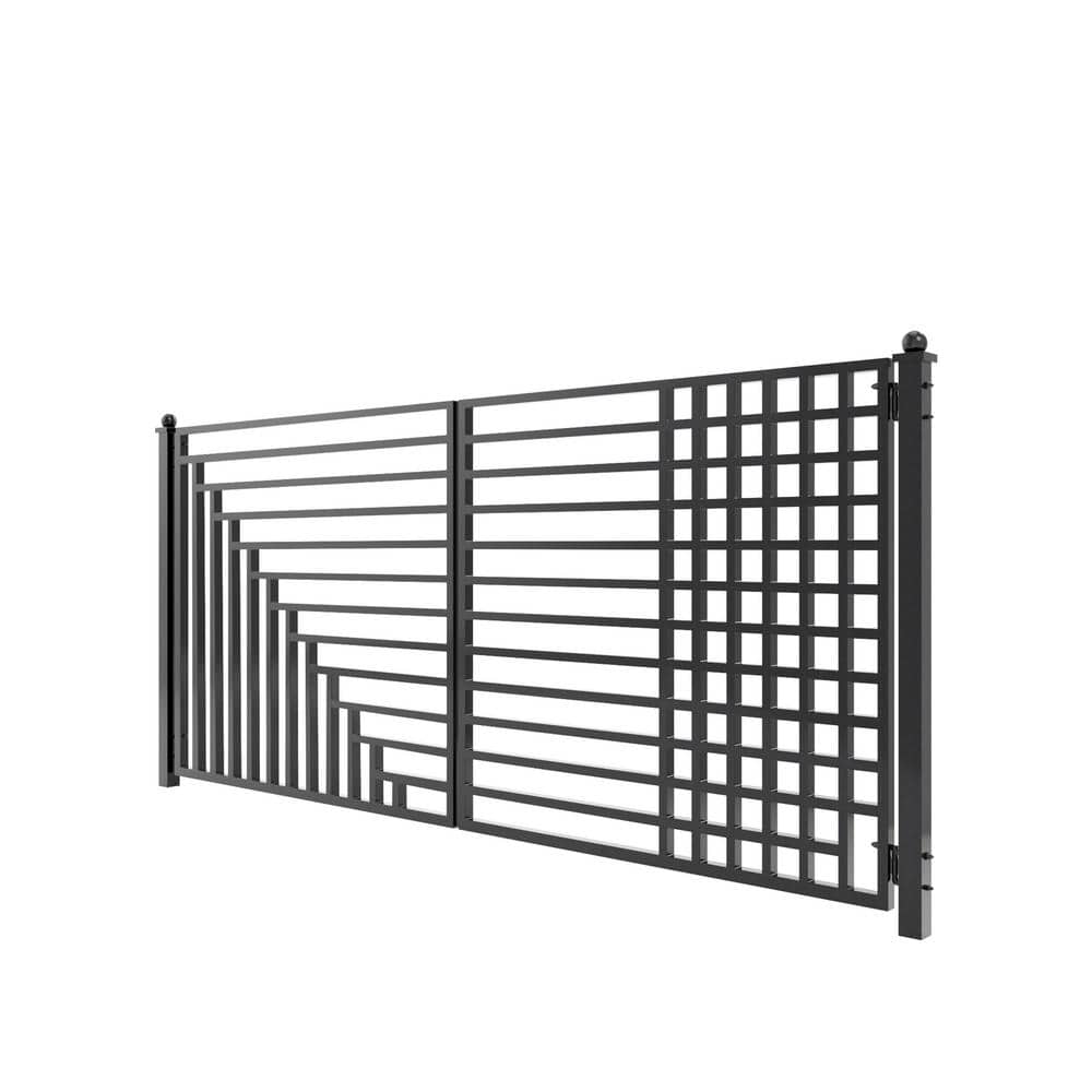 ALEKO 12 ft. x 6 ft. Kyiv Black Metal Steel Dual Swinging Driveway Fence Gate