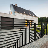 ALEKO 12 ft. x 6 ft. Kyiv Black Metal Steel Dual Swinging Driveway Fence Gate