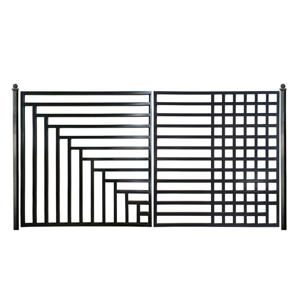 ALEKO 12 ft. x 6 ft. Kyiv Black Metal Steel Dual Swinging Driveway Fence Gate