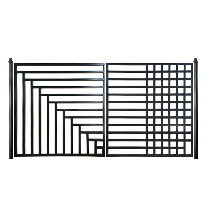ALEKO 12 ft. x 6 ft. Kyiv Black Metal Steel Dual Swinging Driveway Fence Gate
