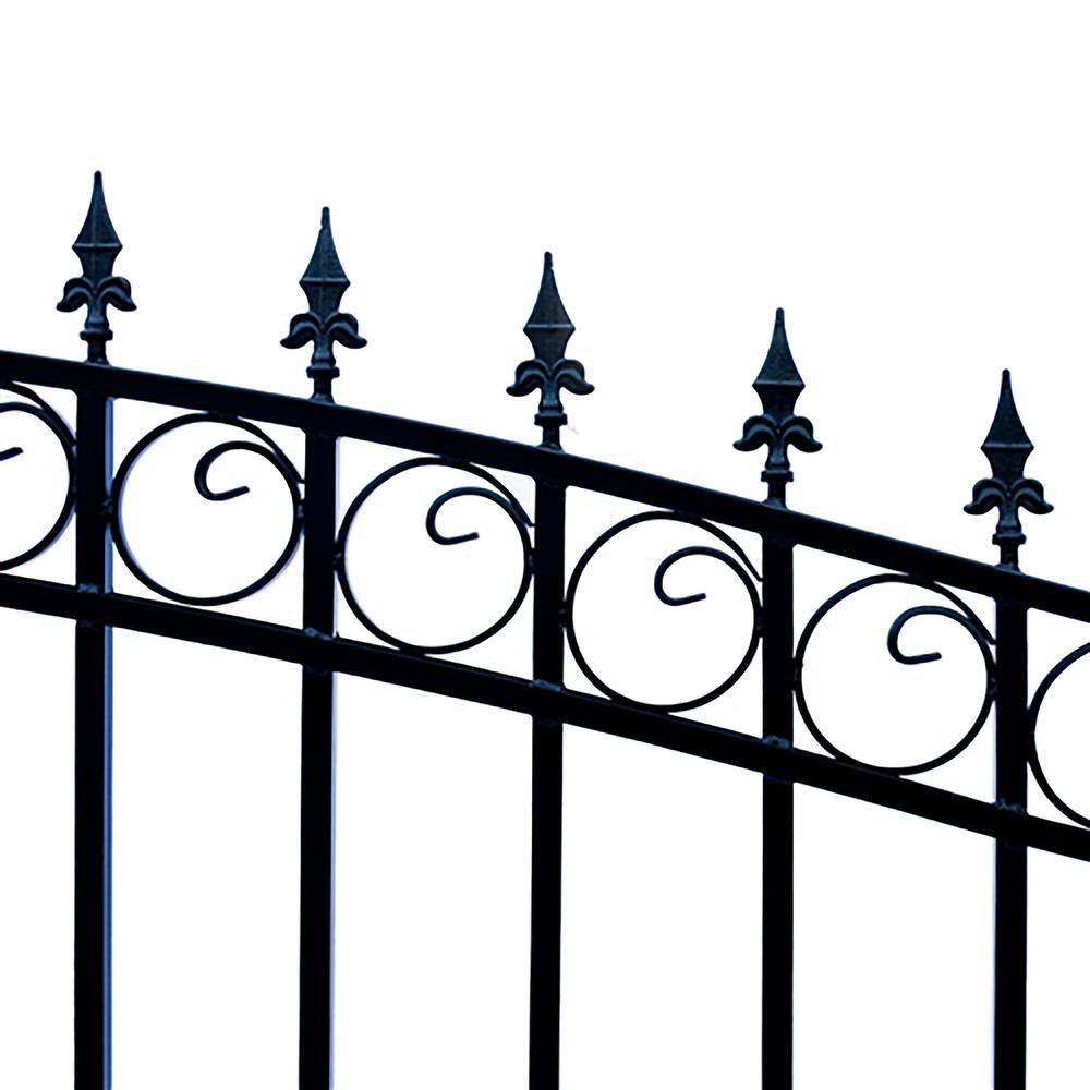 ALEKO London Style 12 ft. x 6 ft. Black Steel Dual Swing Driveway Fence Gate