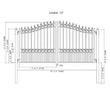 ALEKO London Style 12 ft. x 6 ft. Black Steel Dual Swing Driveway Fence Gate