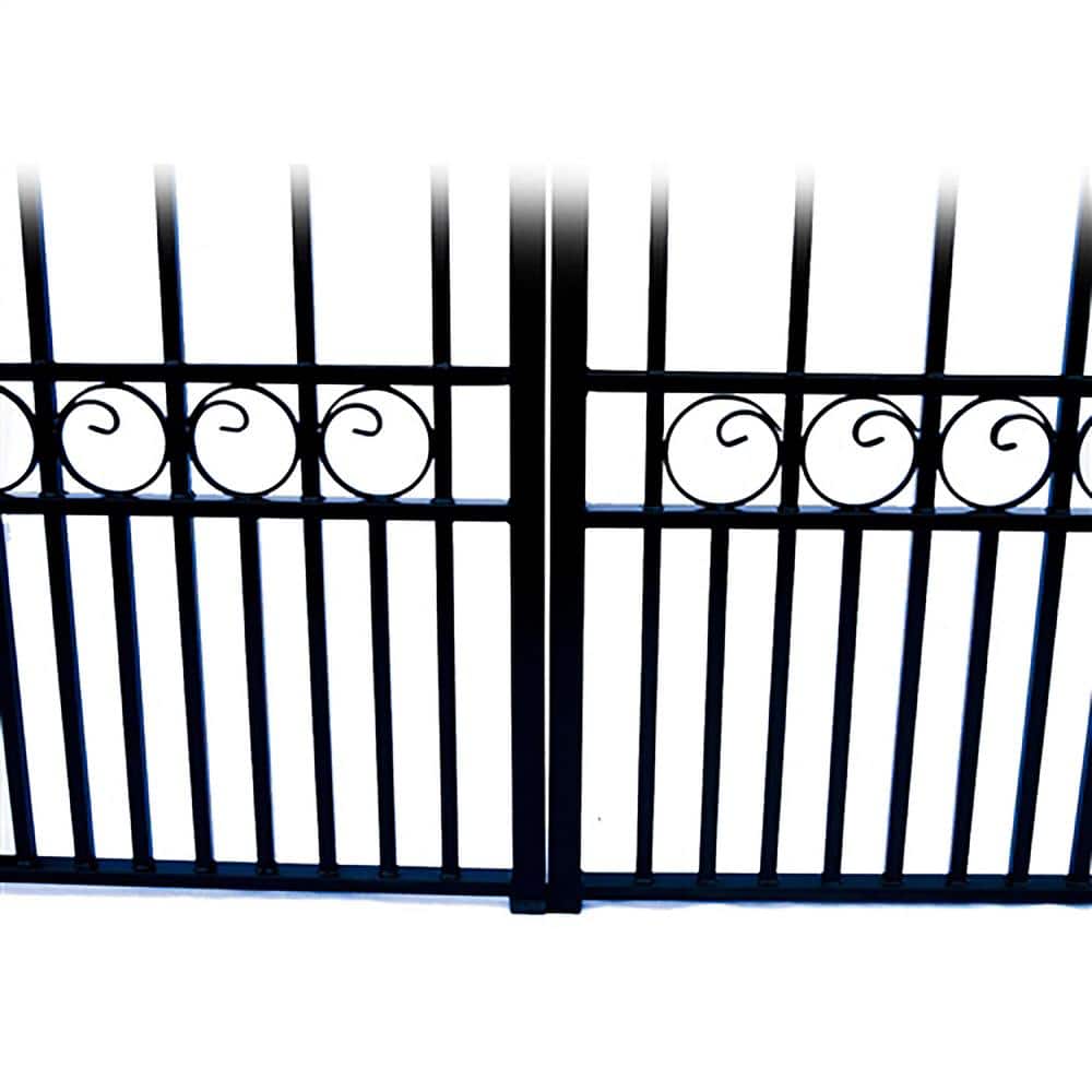 ALEKO London Style 12 ft. x 6 ft. Black Steel Dual Swing Driveway Fence Gate