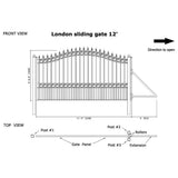 ALEKO London Style 12 ft. x 6 ft. Black Steel Single Slide Driveway Fence Gate