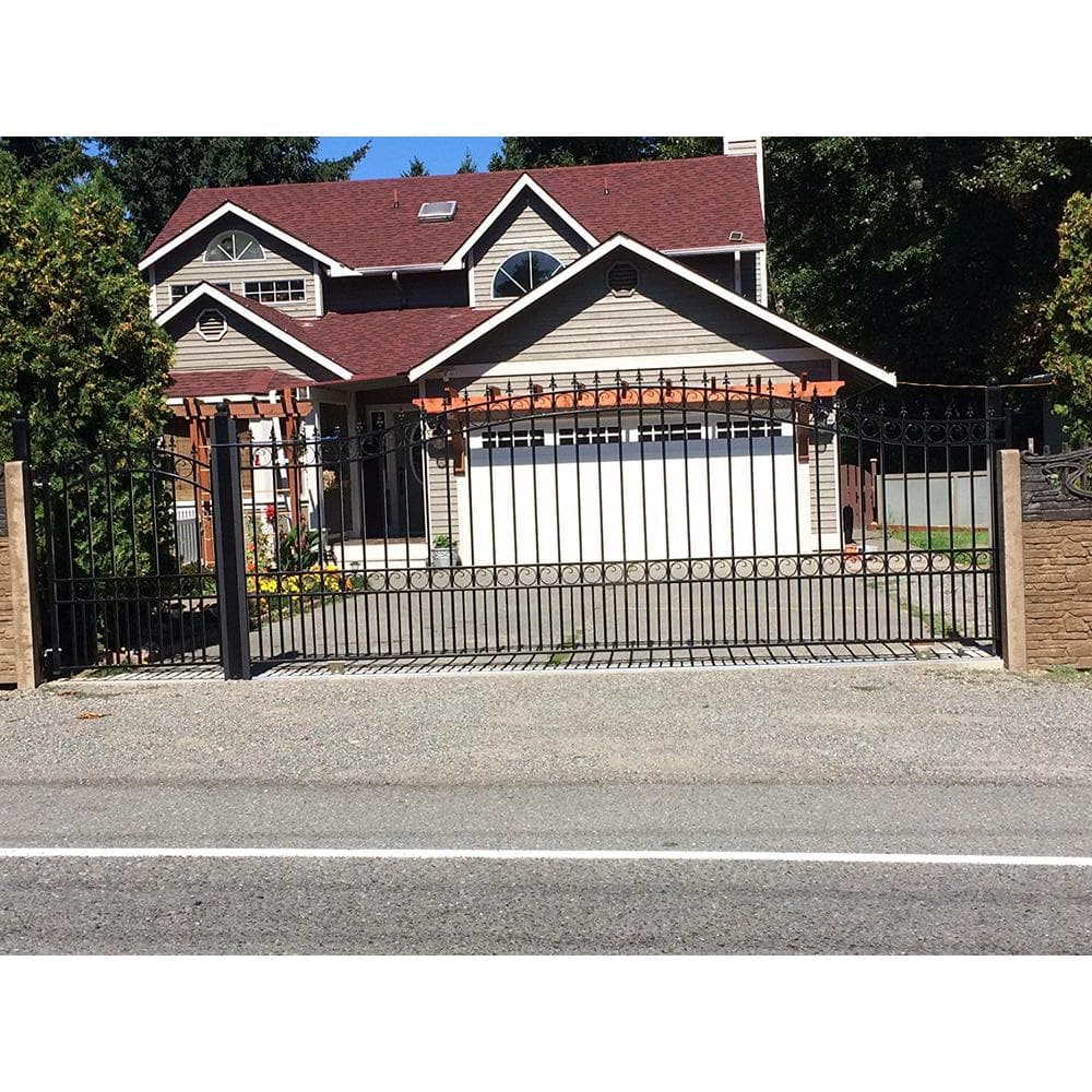 ALEKO London Style 12 ft. x 6 ft. Black Steel Single Slide Driveway Fence Gate