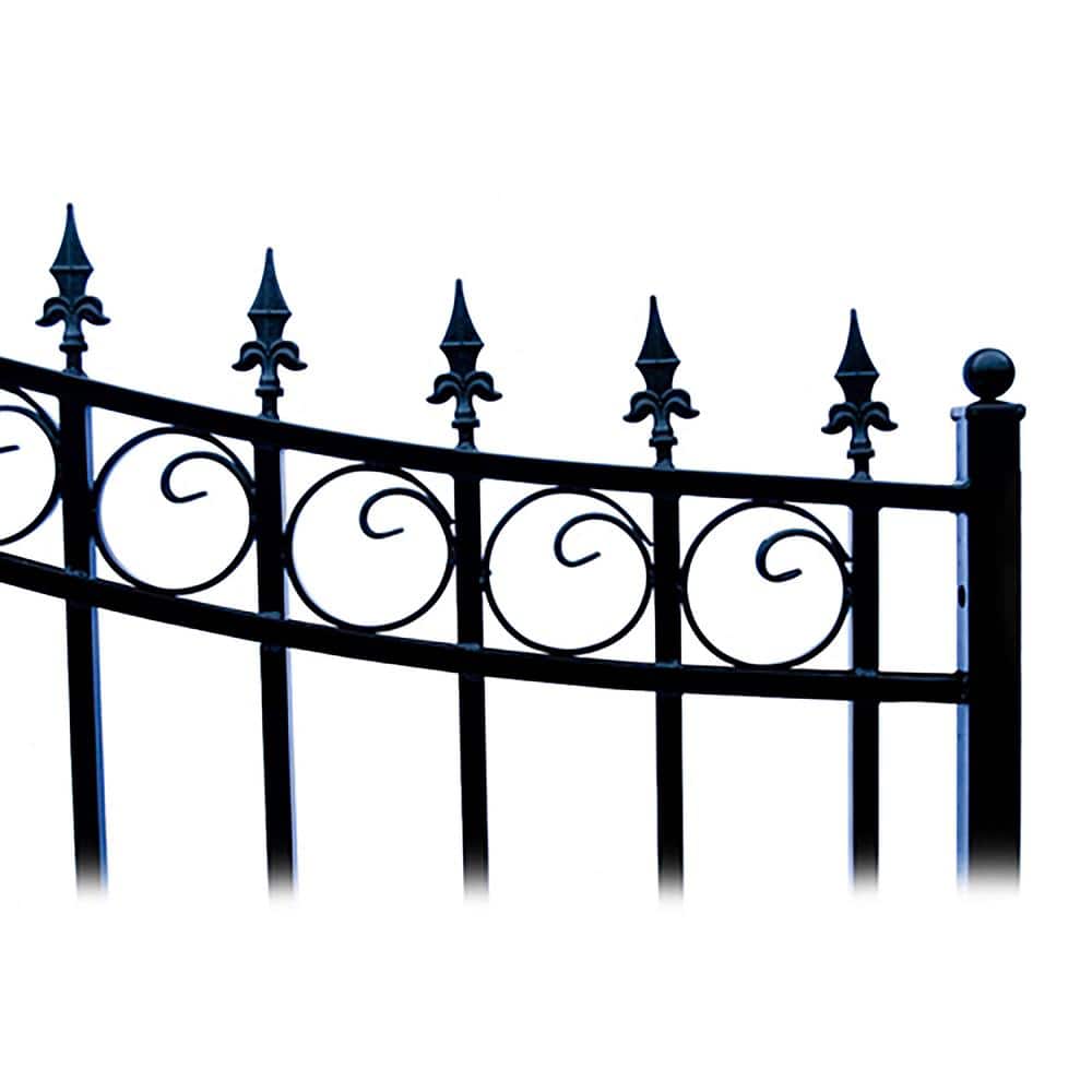 ALEKO London Style 12 ft. x 6 ft. Black Steel Single Swing Driveway Fence Gate