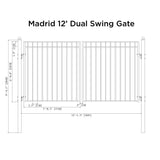 ALEKO Madrid Style 12 ft. x 6 ft. Black Steel Dual Swing Driveway Fence Gate