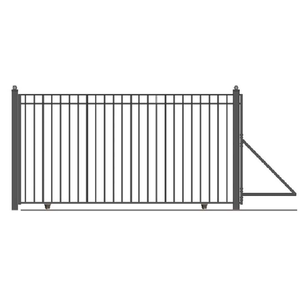 ALEKO Madrid Style 12 ft. x 6 ft. Black Steel Single Slide Driveway Fence Gate
