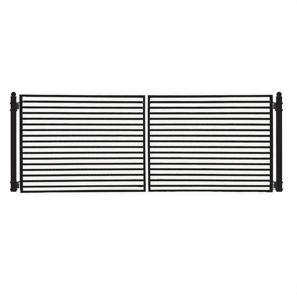 ALEKO 12 ft. x 6 ft. Milan Black Metal Steel Dual Swinging Driveway Fence Gate