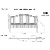 ALEKO Paris 12 ft. W x 6 ft. H Black Steel Single Slide Driveway with Gate Opener Fence Gate