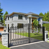 ALEKO Prague Style 12 ft. x 6 ft. Black Steel Dual Swing Driveway Fence Gate