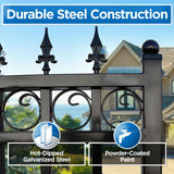ALEKO Prague Style 12 ft. x 6 ft. Black Steel Dual Swing Driveway Fence Gate
