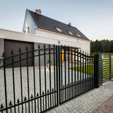 ALEKO Prague Style 12 ft. x 6 ft. Black Steel Dual Swing Driveway Fence Gate