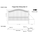 ALEKO Prague Style 12 ft. x 6 ft. Black Steel Single Slide Driveway Fence Gate