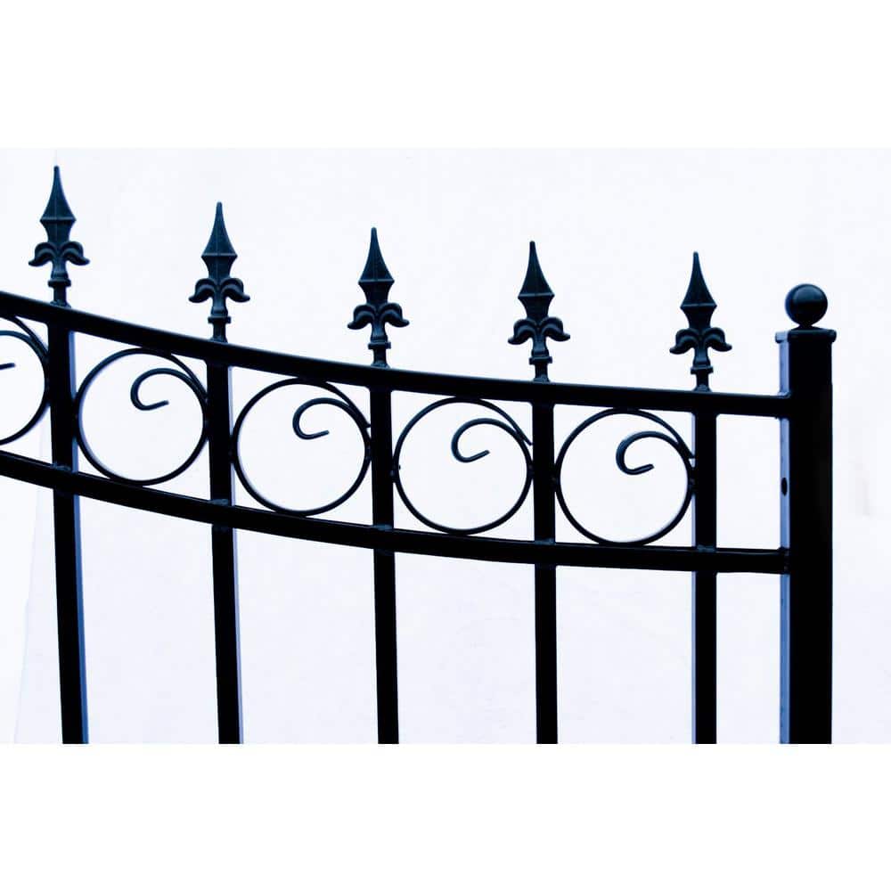 ALEKO Prague Style 12 ft. x 6 ft. Black Steel Single Swing Driveway Fence Gate
