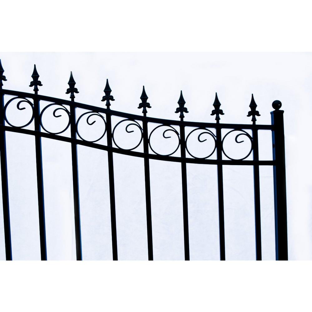 ALEKO Prague Style 12 ft. x 6 ft. Black Steel Single Swing Driveway Fence Gate