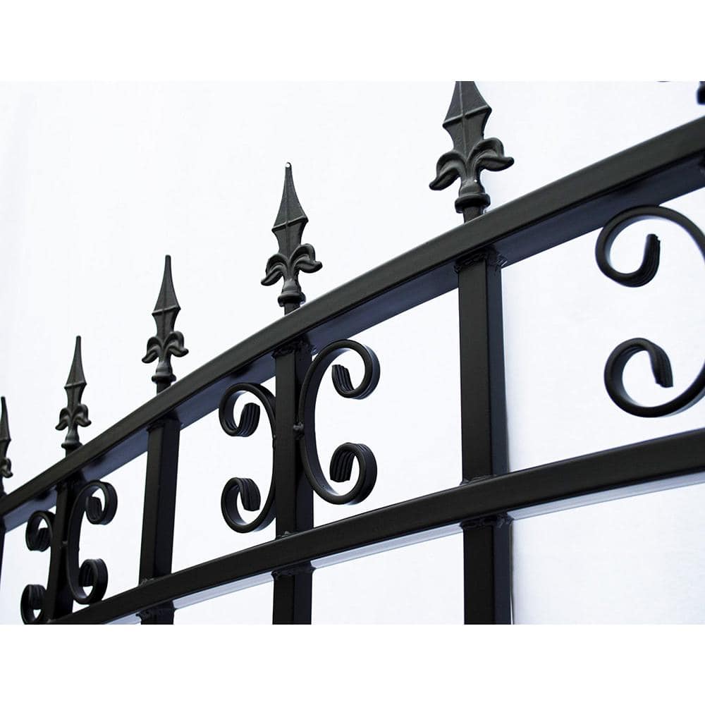 ALEKO St. Louis 12 ft. W x 6 ft. H Black Steel Single Slide Driveway with Gate Opener Fence Gate