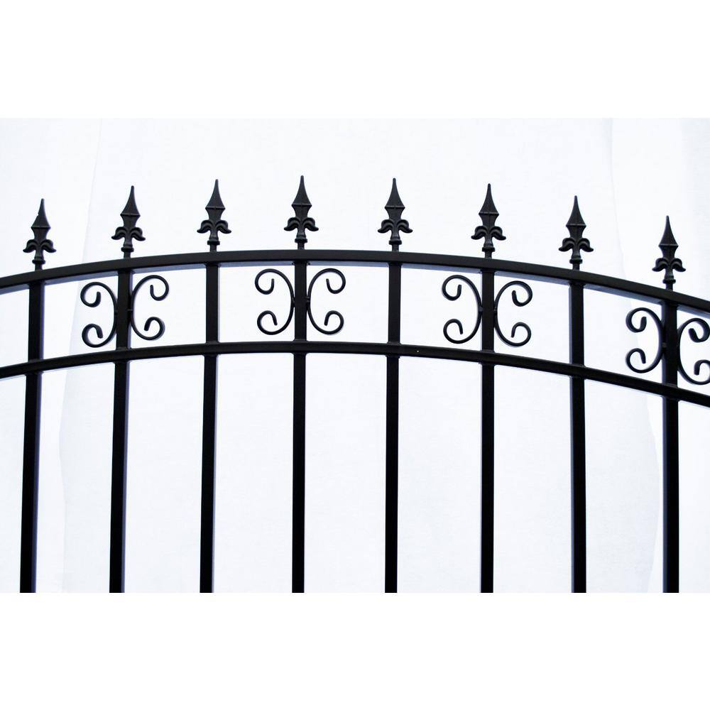 ALEKO St. Louis 12 ft. W x 6 ft. H Black Steel Single Slide Driveway with Gate Opener Fence Gate
