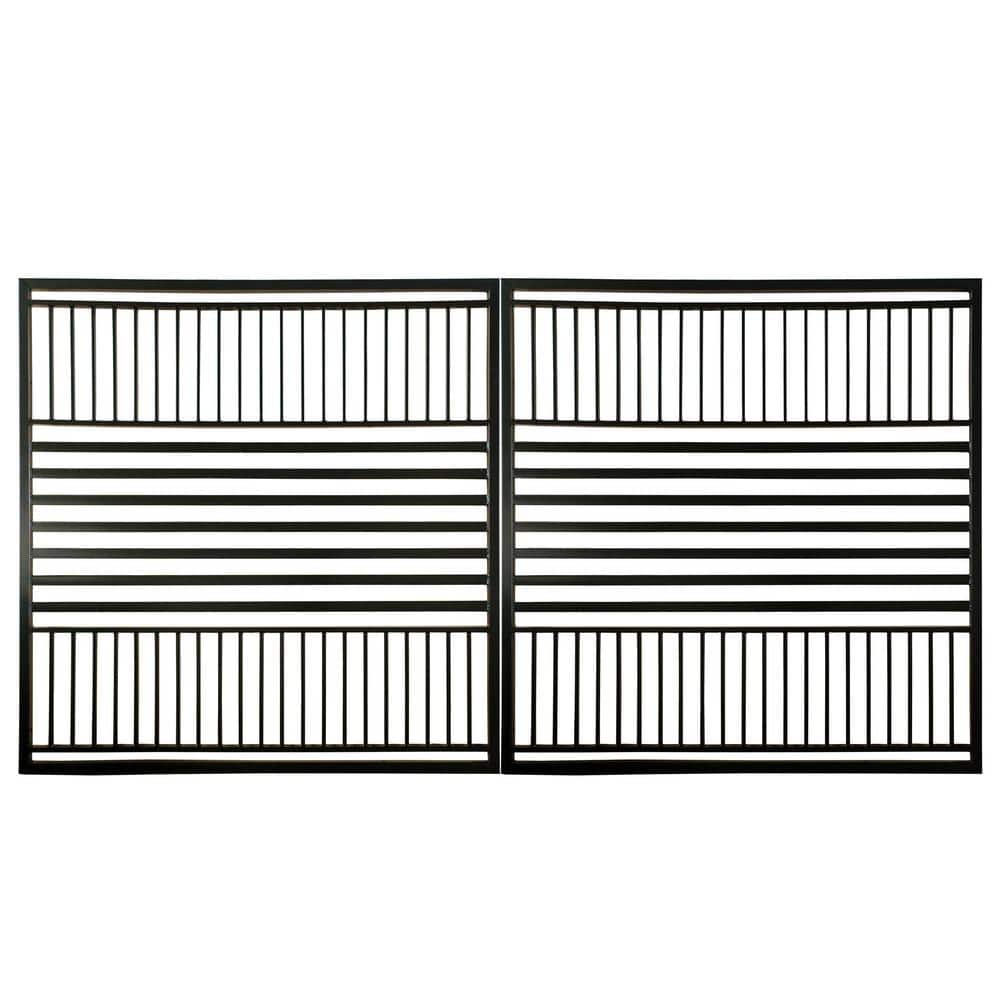 ALEKO 14 ft. x 6 ft. Barcelona Black Metal Steel Dual Swinging Driveway Fence Gate