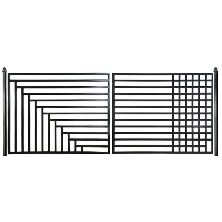 ALEKO 14 ft. x 6 ft. Kyiv Black Metal Steel Dual Swinging Driveway Fence Gate