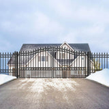 ALEKO London Style 14 ft. x 6 ft. Black Steel Dual Driveway Fence Gate