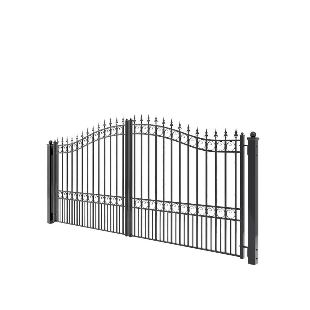 ALEKO London Style 14 ft. x 6 ft. Black Steel Dual Driveway Fence Gate