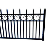 ALEKO 19 ft. x 6 ft. x 14 ft. Black Steel Single Sliding Driveway Gate London Style with Pedestrian Gate 5 ft. Fence Gate